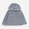 Blue and White Velour Stripe Hoodie