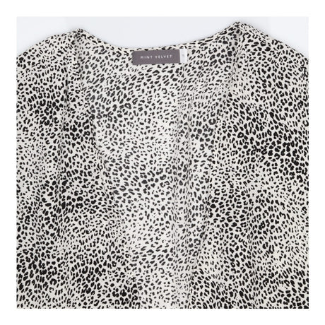 Black & Cream Animal Print Cupro Kimono Cover-Up