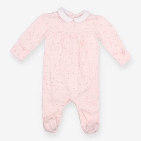 Pink Floral Collared Sleepsuit 
