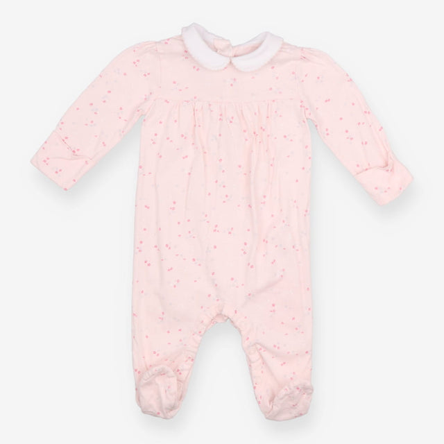 Pink Floral Collared Sleepsuit 