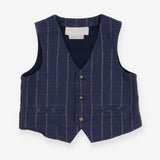 Waistcoat - Navy and Tan Check