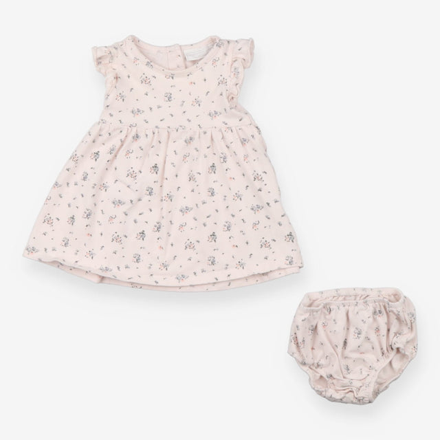 Dress & knickers jersey pink frill shoulder dainty