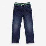 Green stripe waistband jeans 