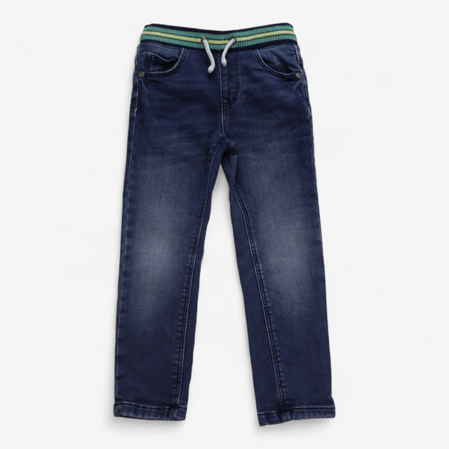 Green stripe waistband jeans 