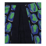 Skirt Navy Blue Green Abstract Print Pleated A-Lin
