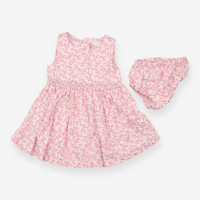 Dress and pants pink ditsy smocked SS