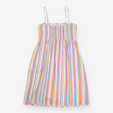 Midi Dress Multicolour Nautical Stripe Cotton Tie 