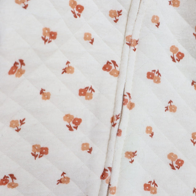 Quilted Romper Cream with Brown Flowers