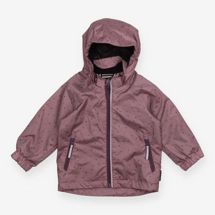 Unlined Raincoat Purple with Hearts and Water Drop
