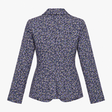 Navy Ditsy Floral Cotton Tailored Blazer