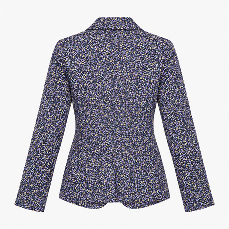 Navy Ditsy Floral Cotton Tailored Blazer