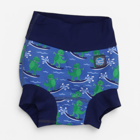 Happy Nappy blue surfing dino