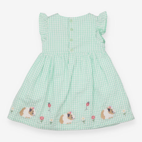 Green gingham guinea pig dress