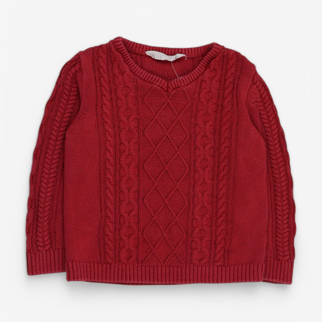 Sweater Red Cable 