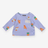 T-Shirt Long Sleeve Blue Cats and Lions