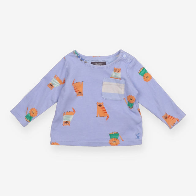 T-Shirt Long Sleeve Blue Cats and Lions