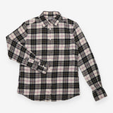 Checked Flannel Shirt Cream Pintuck Long Sleeve