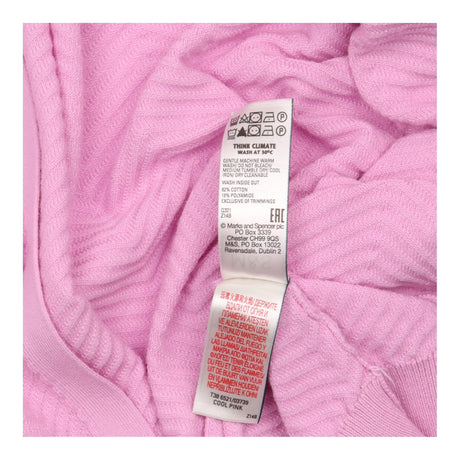 Cardigan Pink Textured Chevron Knit Open Front Lon