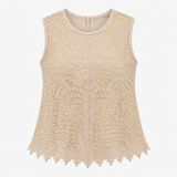 Ivory Floral Beaded Sleeveless Occasion Top