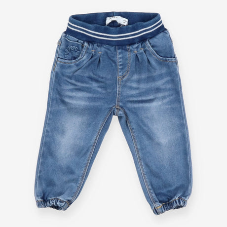Baby jeans elastic waist heart pocket