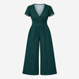 Teal Leopard Print Wrap Front Wide Leg Jersey Jump