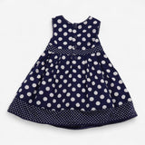 Dress Sleeveless Woven navy with White Polkadots