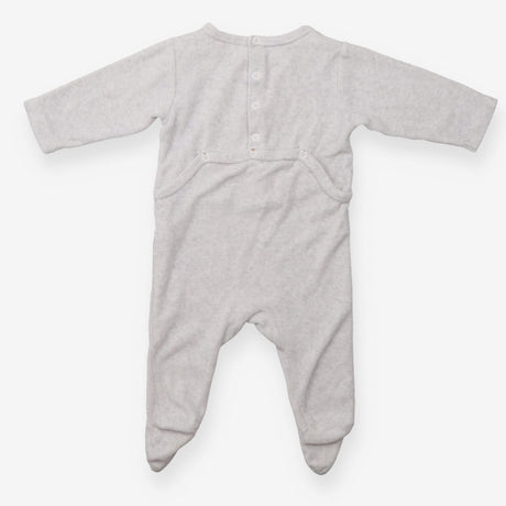 sleepsuit grey velor bird perched on elephant