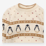 Sweater Knit Cream Penguin Appliques