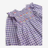 Top Purple Gingham with Flowers, Toadstools and sm