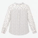 Cotton Blouse Ecru Navy Spot Print Long Sleeve