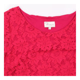 Mini Dress Red Floral Lace Short Sleeve Lined