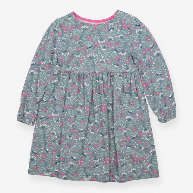 Dress Long Sleeved Green Forrest Flowers
