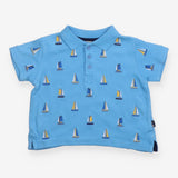 Polo Shirt Light Blue Sailing Boats