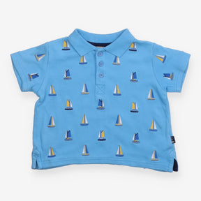 Polo Shirt Light Blue Sailing Boats