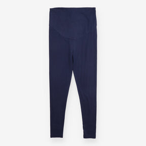 Maternity Leggings Navy Organic Cotton Roll-Top Wa