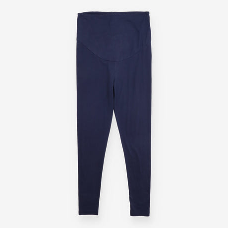 Maternity Leggings Navy Organic Cotton Roll-Top Wa