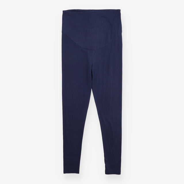 Maternity Leggings Navy Organic Cotton Roll-Top Wa