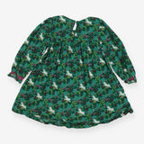 Dress green cord smocked unicorns