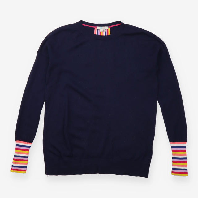 Knit Jumper Crew Neck Navy Blue Rainbow Stripe