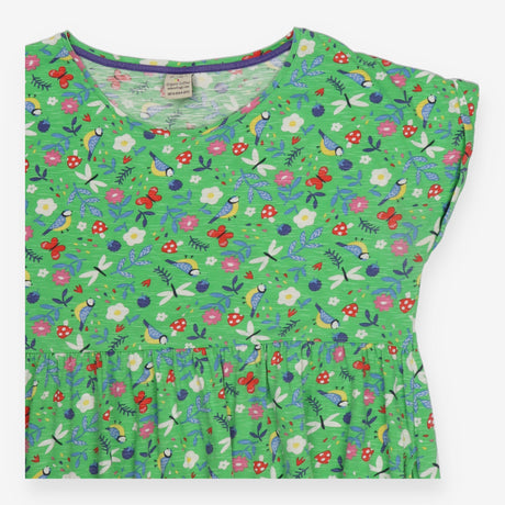 Dress Jersey Short Sleeve Green Garden Bird