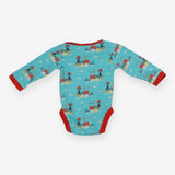 Bodysuit Long Sleeve Blue Trains