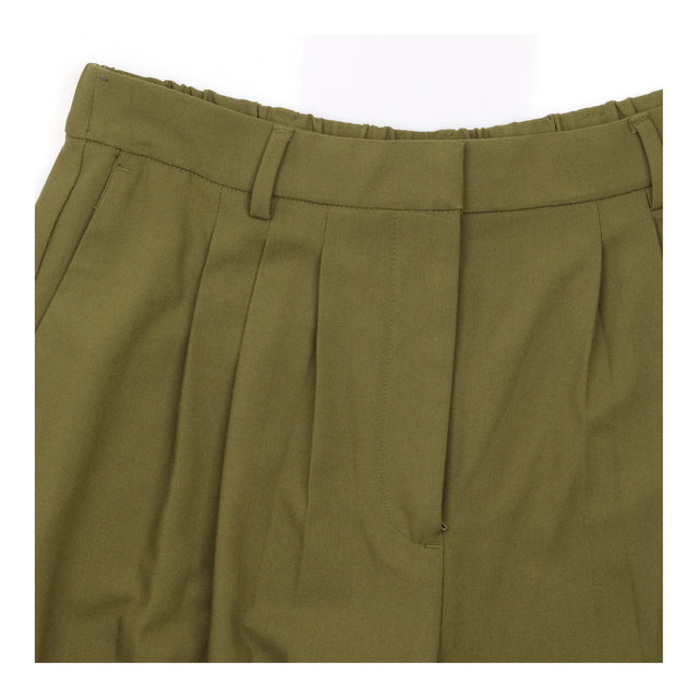 Olive Khaki Green Pleated Elasticated Back Wide Le