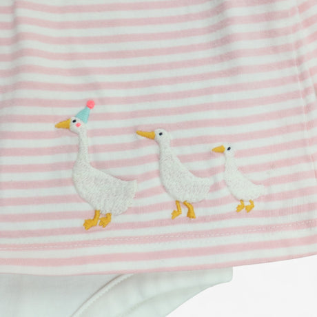 T-shirt bodysuit pink and white with geese