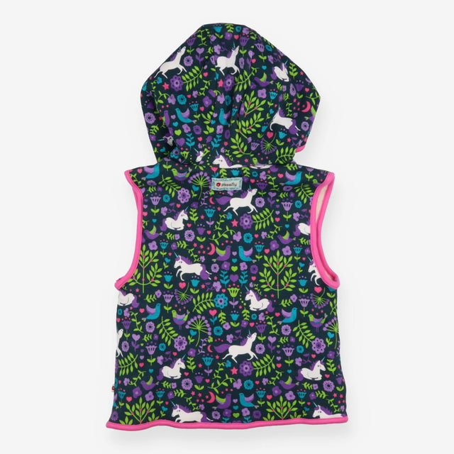 Jacket sleeveless jersey fleece lined navy unicorn