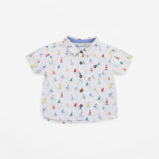 Sailboat and lighthouse ss shirt