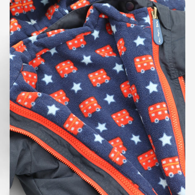 Coat 4 in 1 Raincoat with Red Bus & Star Fleece Li