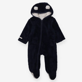 Navy Fleece Pramsuit Star Lining