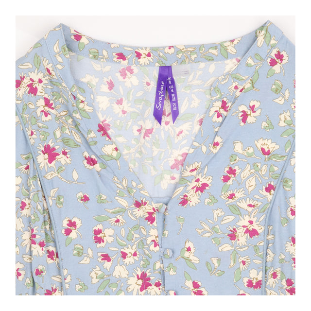 Tunic Maternity Floral Blue V-Neck Long Sleeve