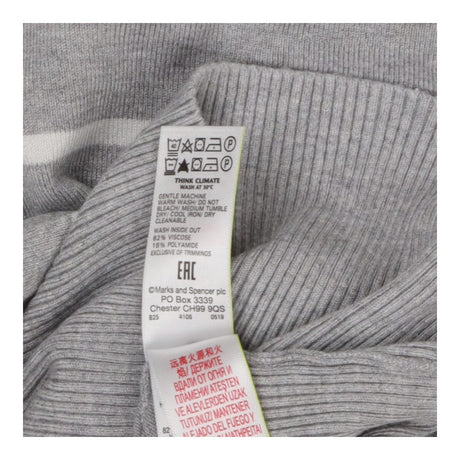Grey & White Puff Sleeve Sweater – Soft Knit Contr