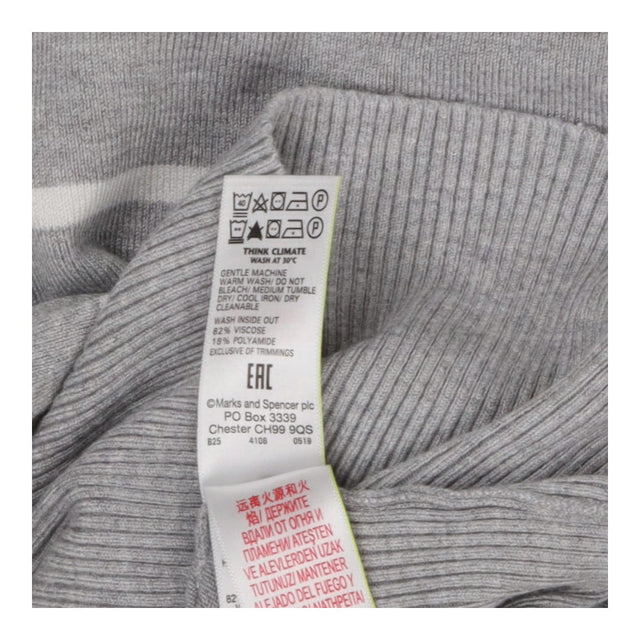 Grey & White Puff Sleeve Sweater – Soft Knit Contr